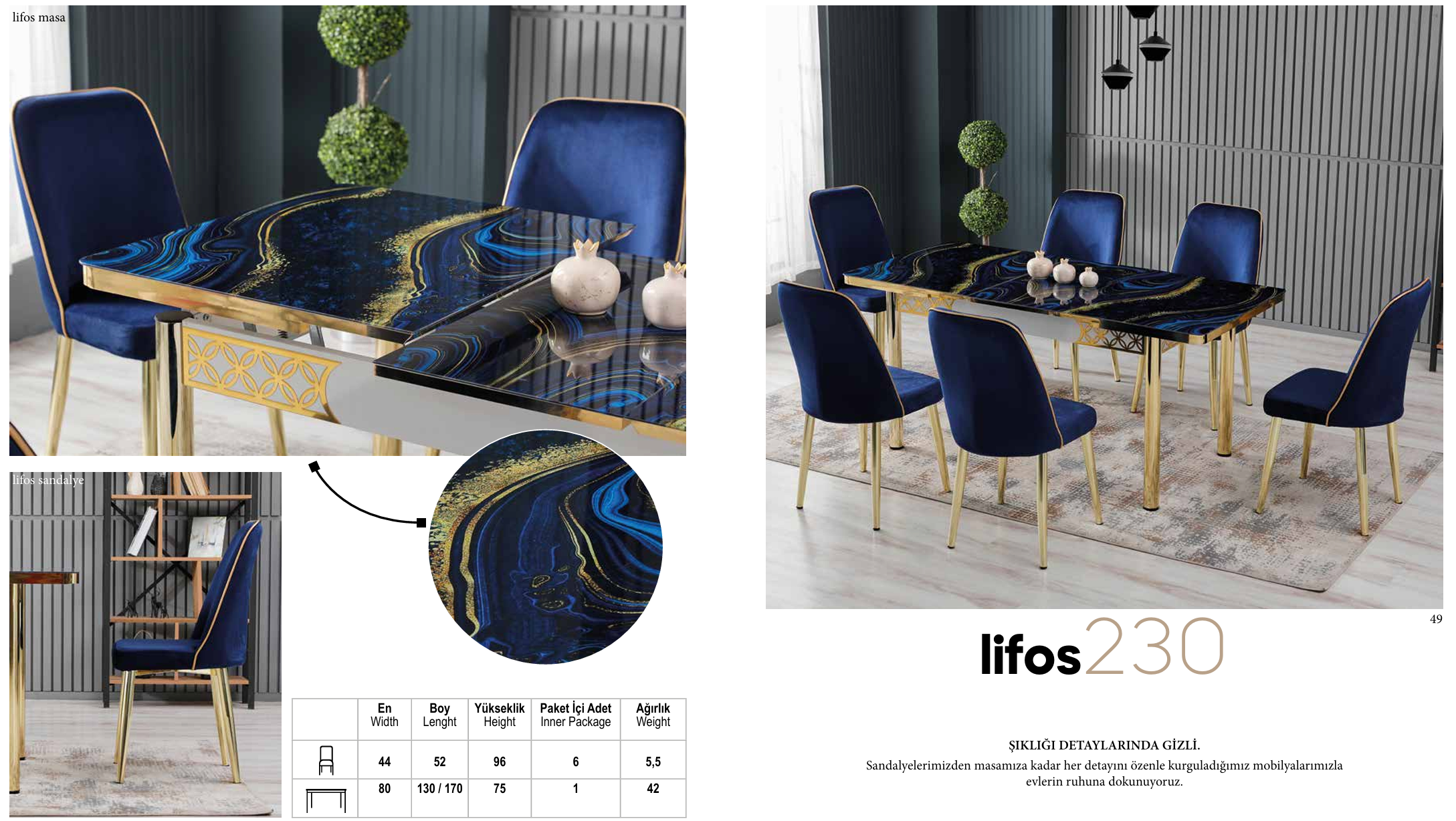 Proline mutfak masa takımı ve sandalye kombinasyonu